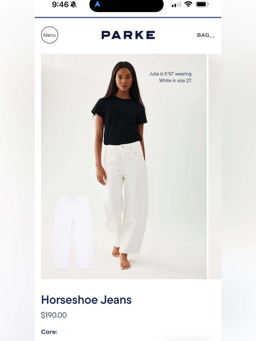 PARKE denim horseshoe jeans in white